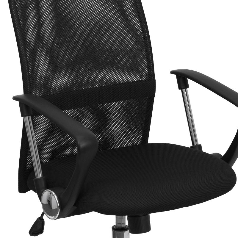 Emma and Oliver Mid-Back Black Mesh Swivel Task Office Chair with Lumbar Support Band