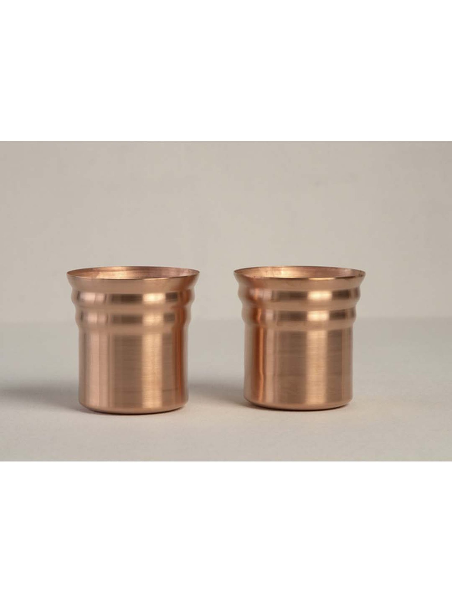 COPPRE Metallic Copper Antimicrobial Ripple Tumbler (300 ml) - Set of 2