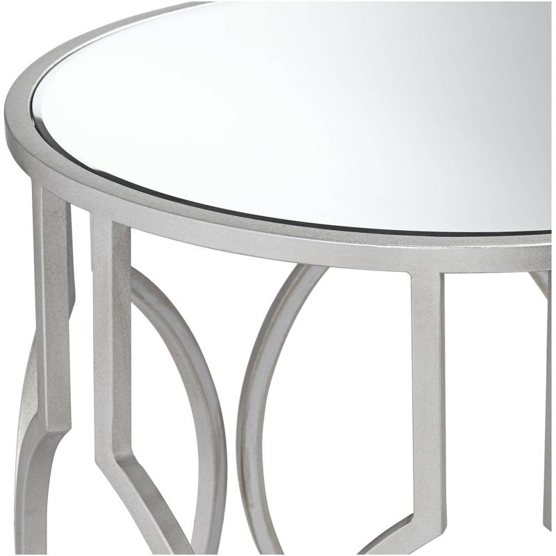 55 Downing Street Fara 20" Wide Silver and Mirrored Top Round End Table