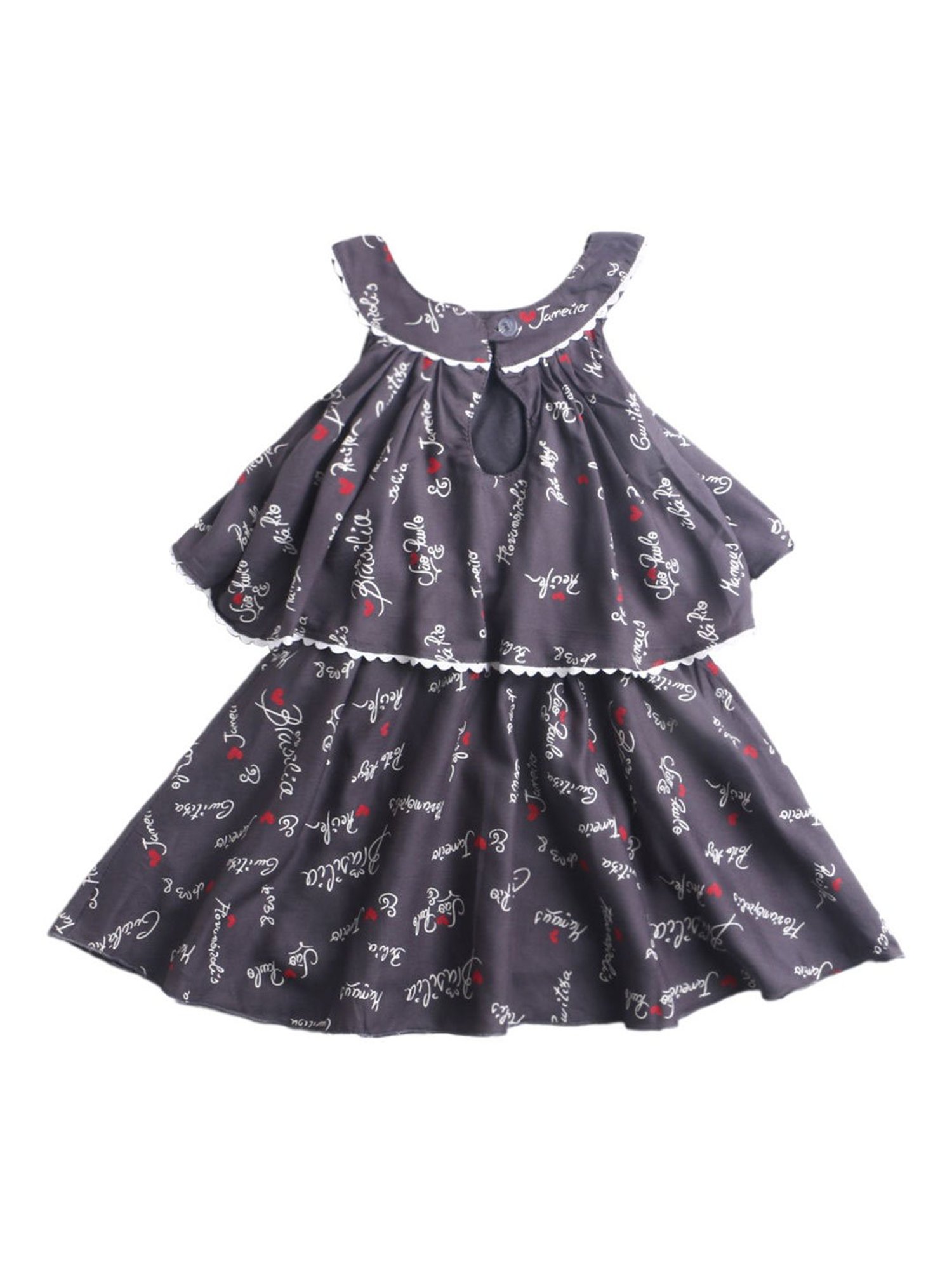 The Magic Wand Kids Charcoal Grey Printed Dress with Corsage