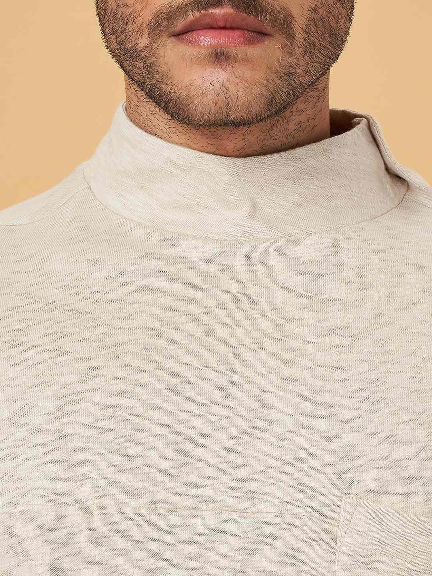 7 Alt by Pantaloons Beige Cotton Relaxed Fit T-Shirt