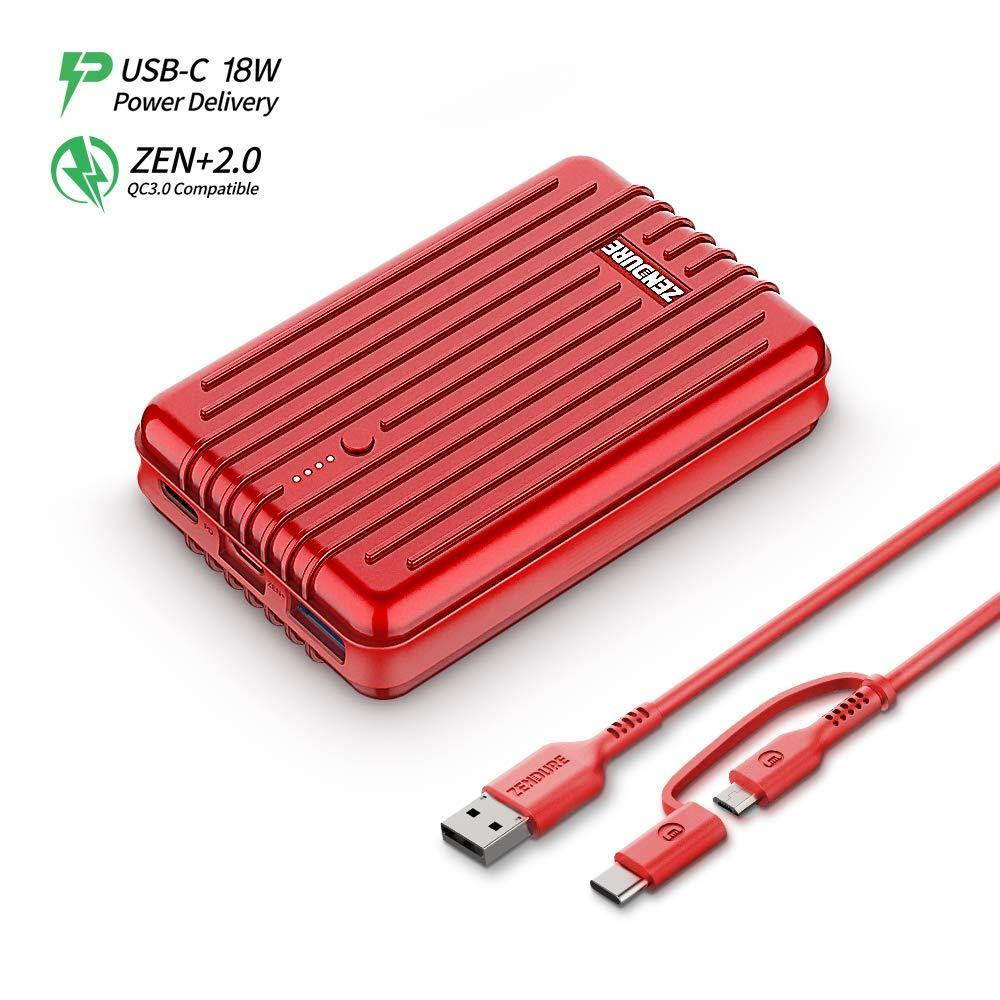 Zendure A3 PD 10,000 mAh Crush-Proof Portable Charger (Red)