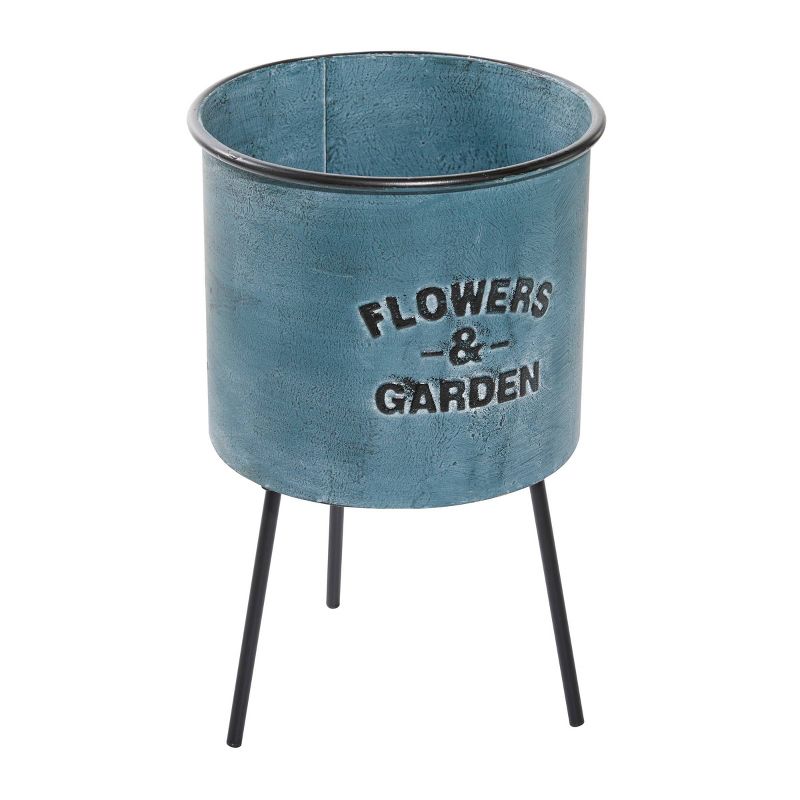 Set of 3 Metal Planters with Flower and Garden Labeling - Olivia & May