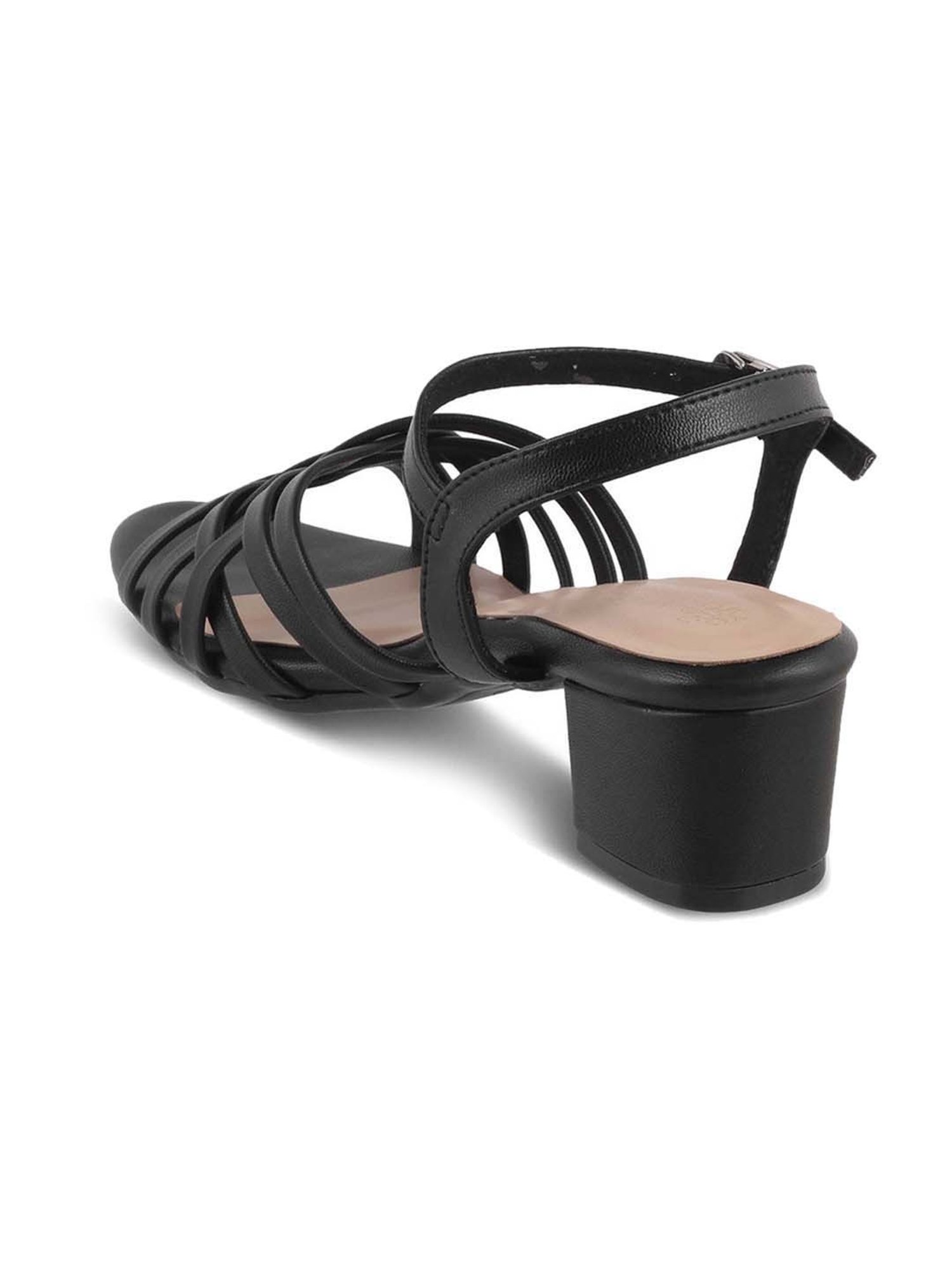 Tresmode Women's Black Ankle Strap Sandals