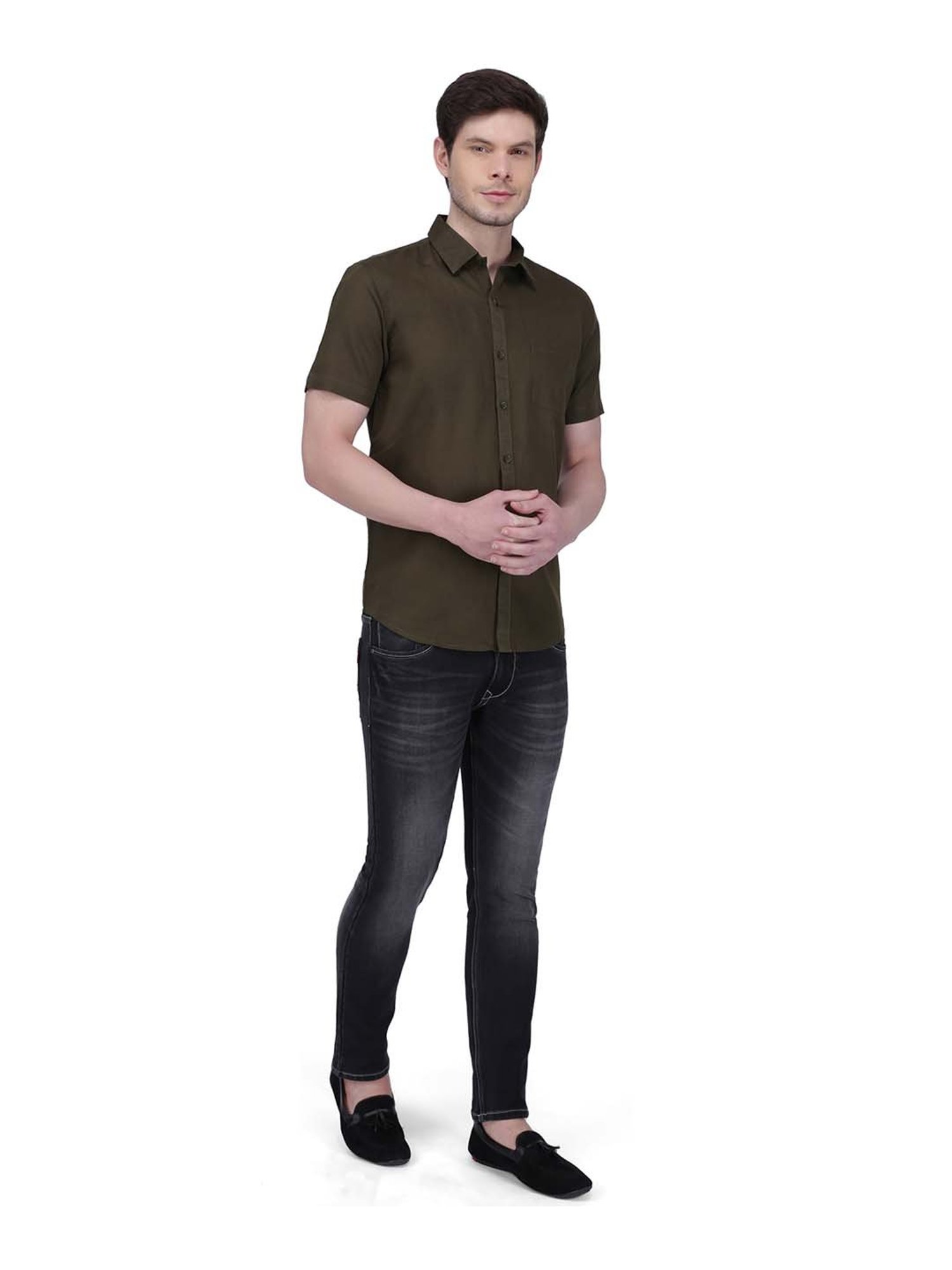 Southbay Olive Green Regular Fit Shirt