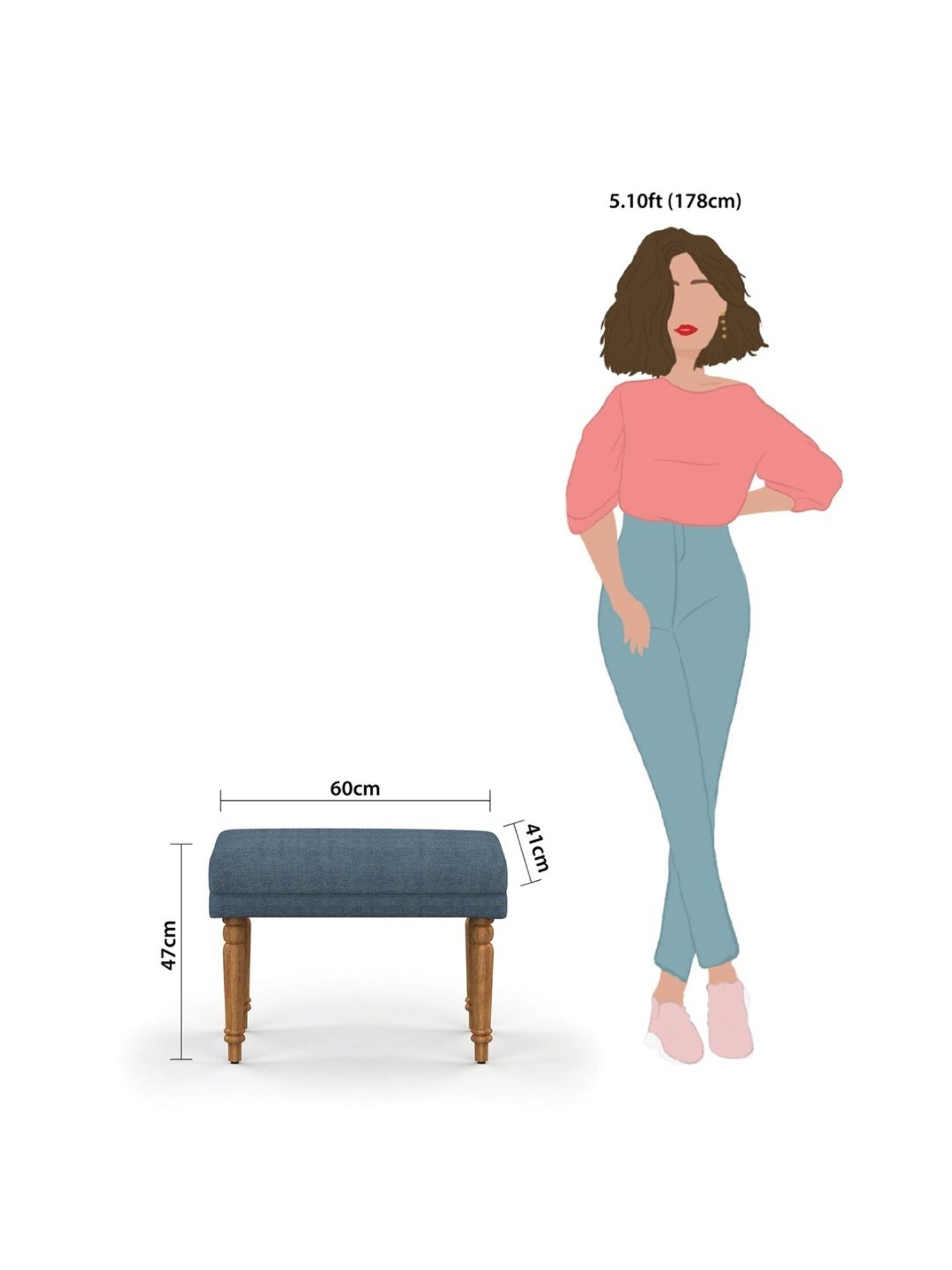 Chumbak Jodhpur Sailor Solid Blue Sheesham Wood Bench