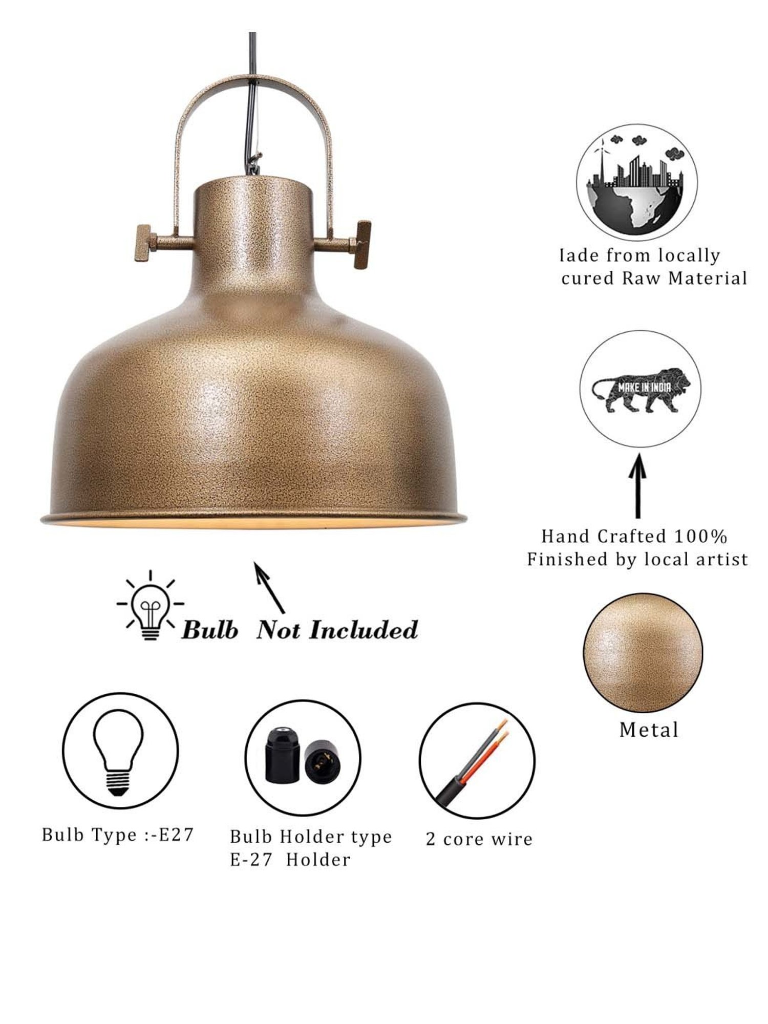 Homesake Golden Metal Nautical Barn Retro Chandelier Farmhouse Pendant Light