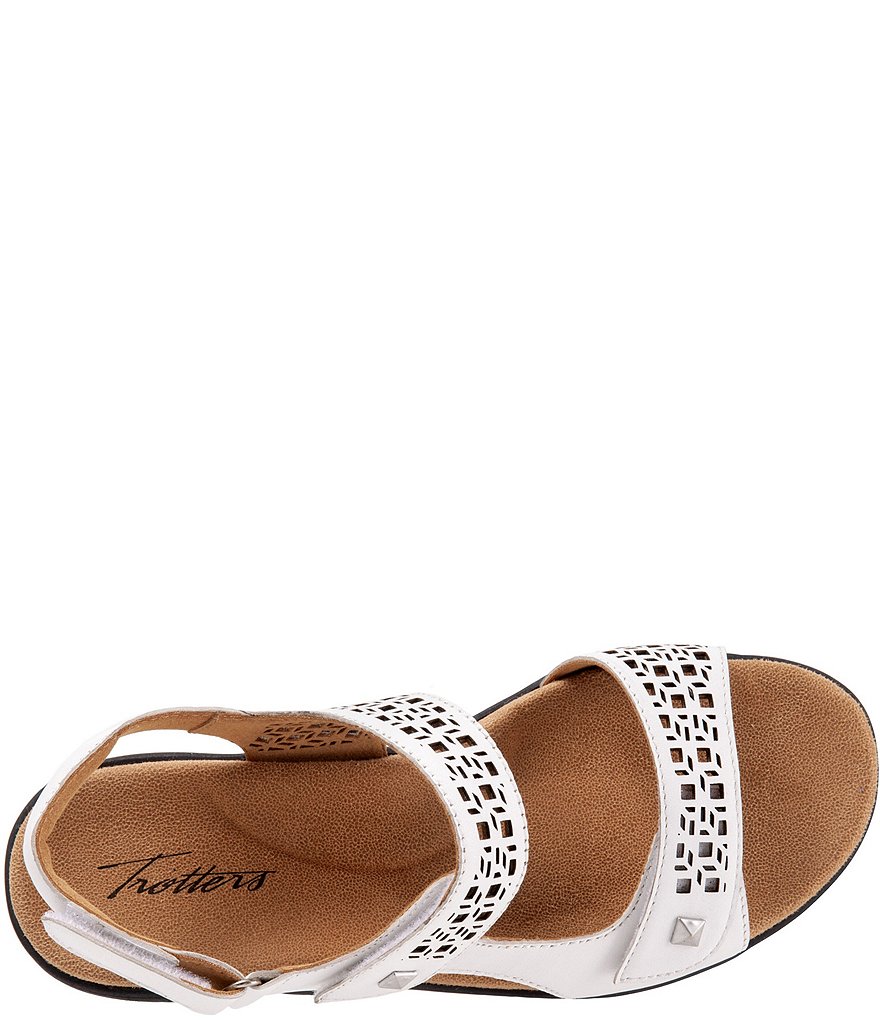 Trotters Romi Cutout Leather Adjustable Hook and Loop Footbed Sandals