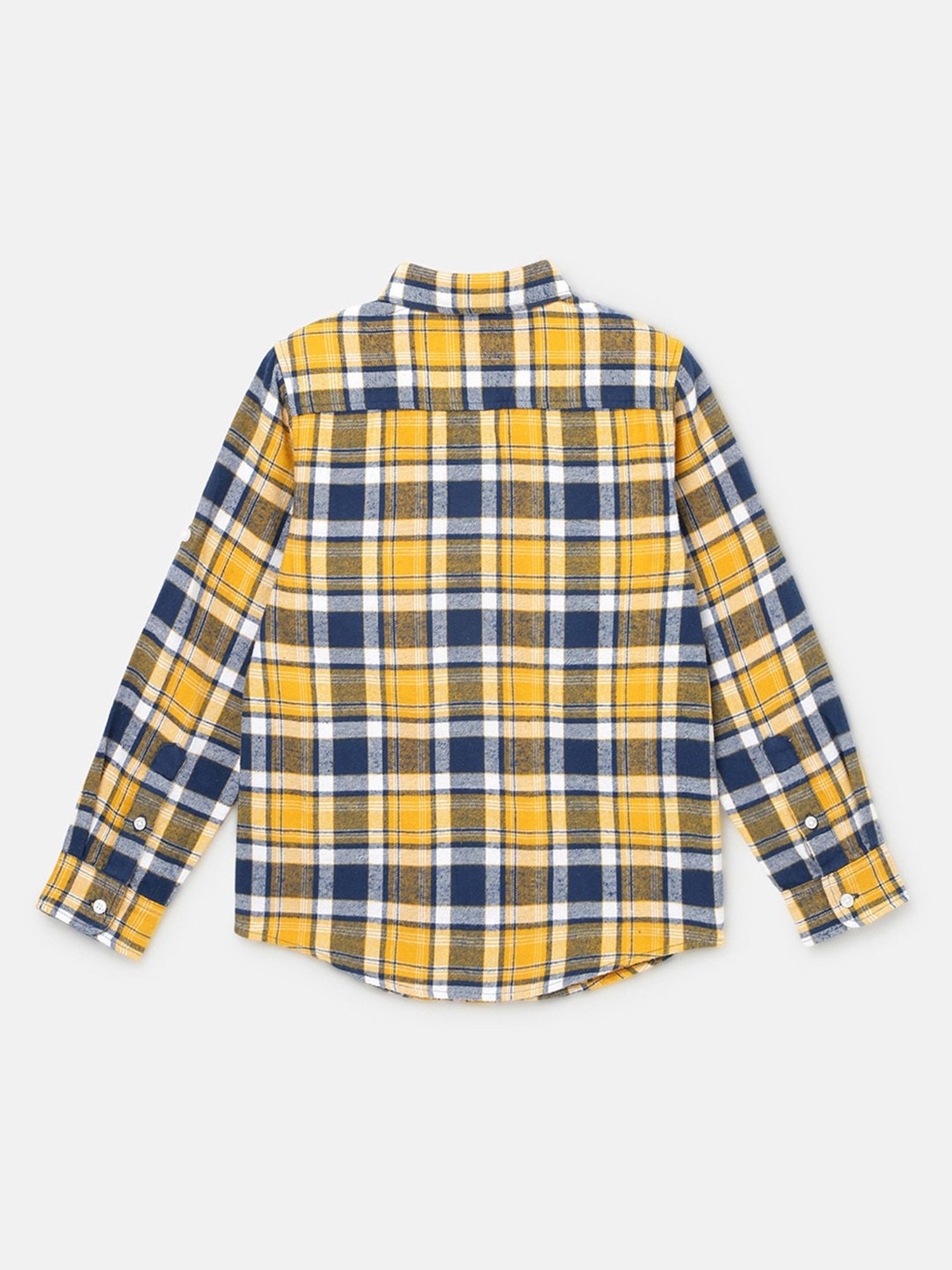 United Colors of Benetton Kids Yellow & Blue Checks Full Sleeves Shirt