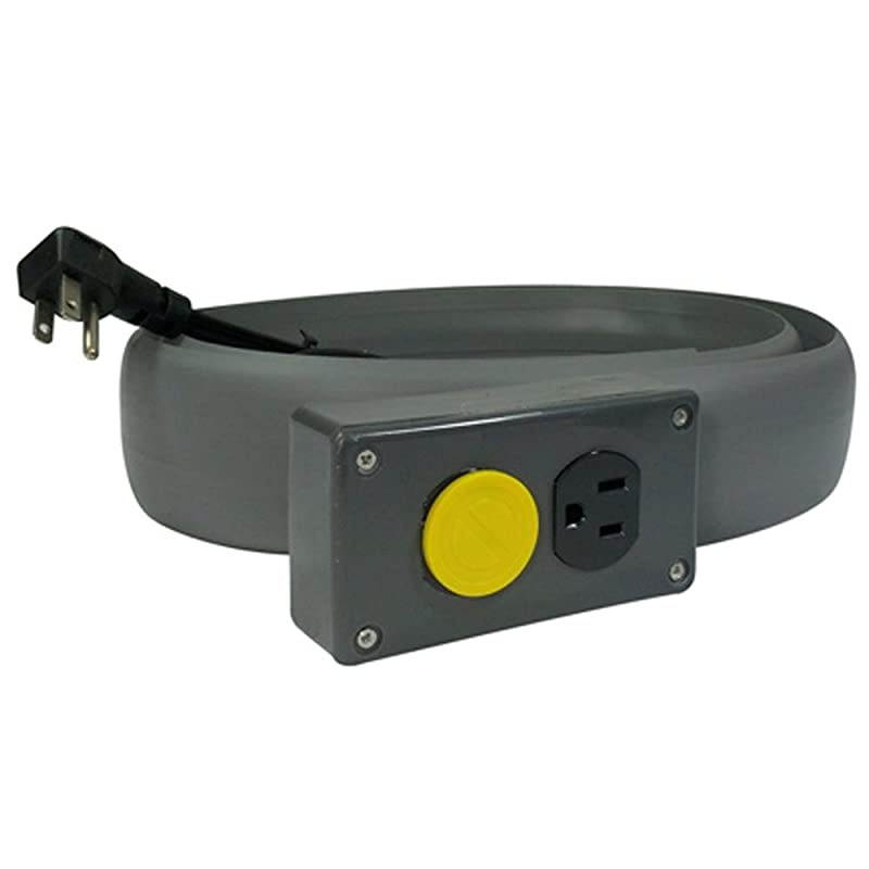 Lay Flat Electrical Power Extension Cord Duplex Receptacle Cable Protector 5 Feet Gray