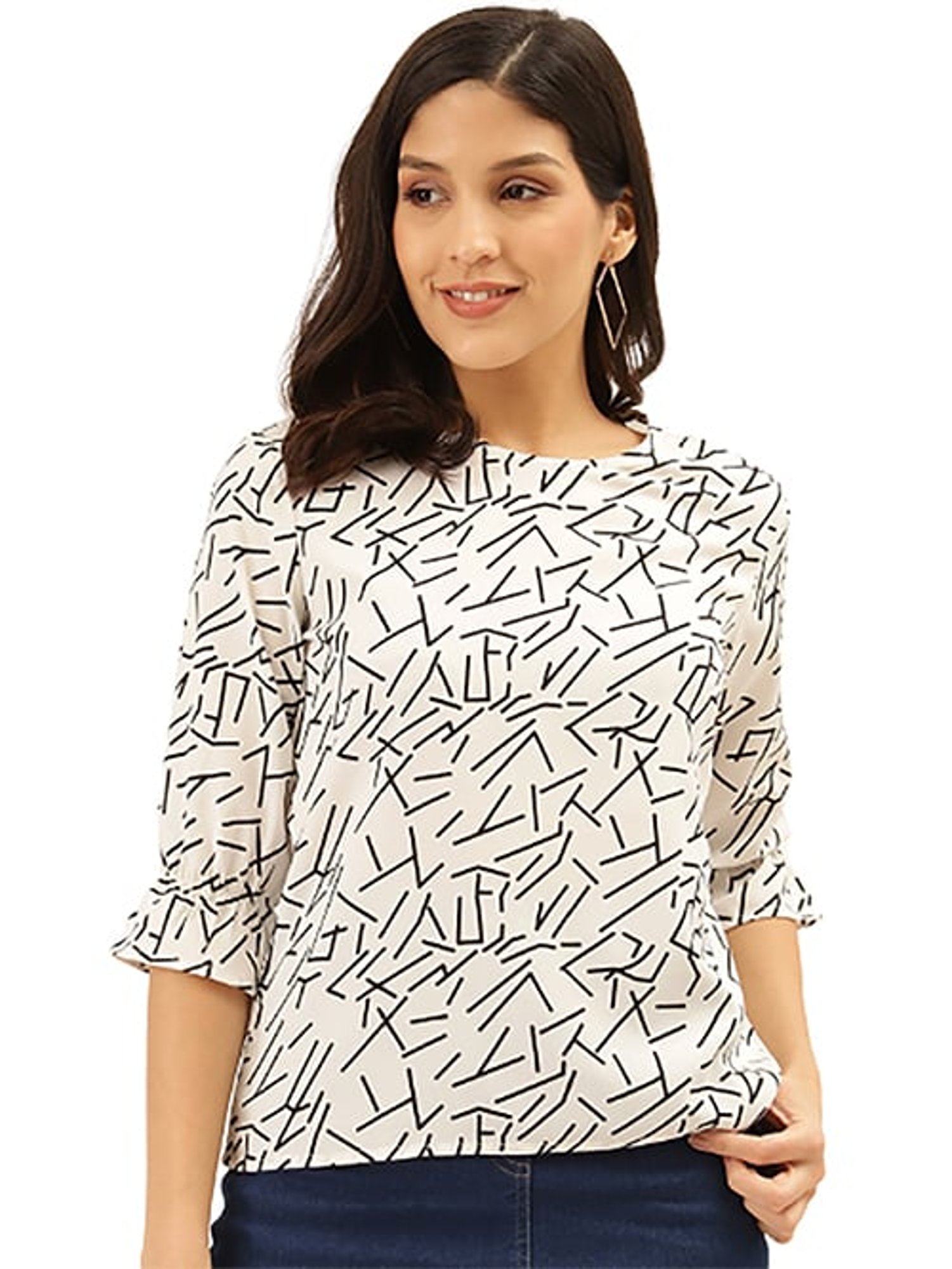 Style Quotient White & Black Printed Top