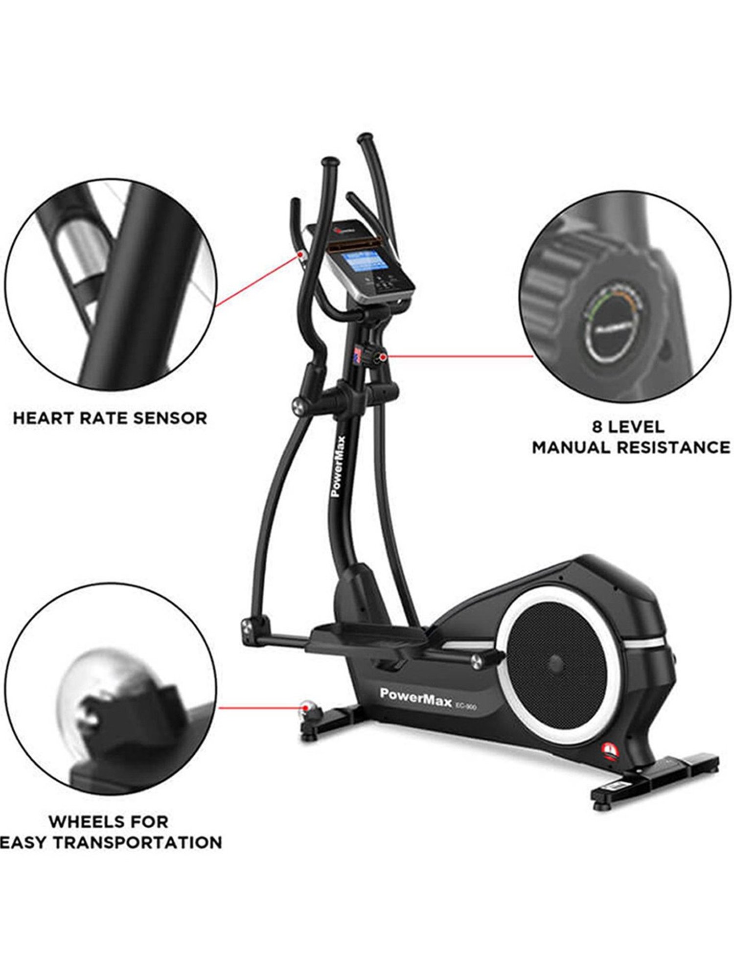 PowerMax Fitness EC-900 Elliptical Trainer (Black)