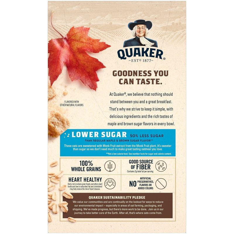 Quaker Lower Sugar Instant Oatmeal Maple & Brown Sugar - 10ct