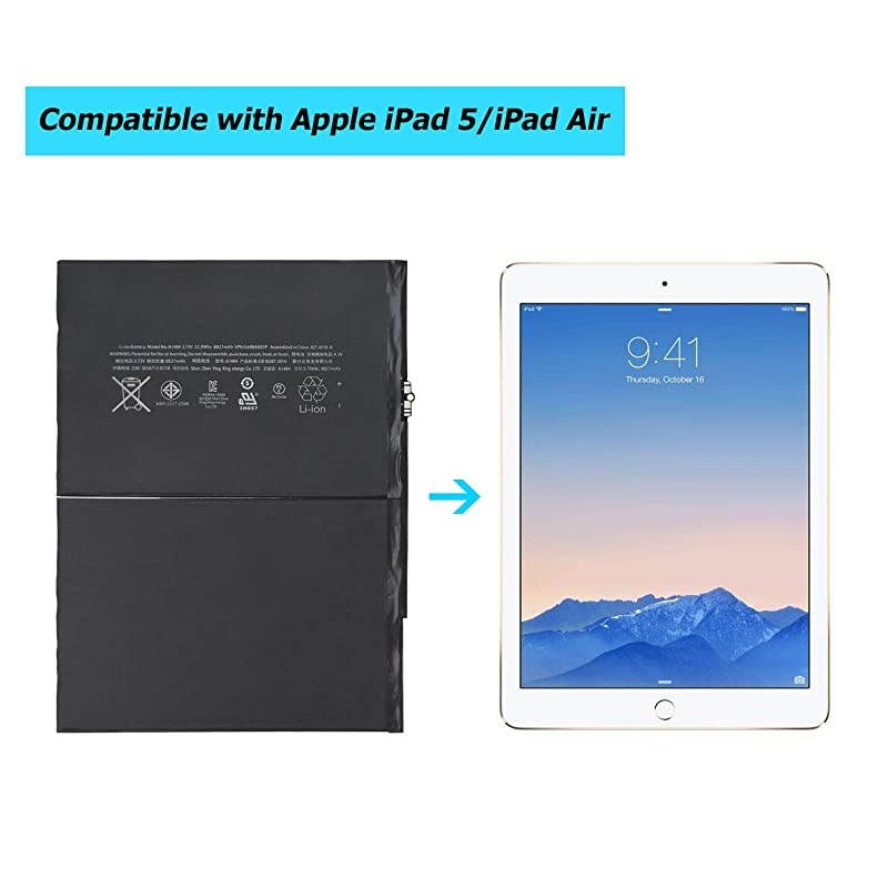 A1484 Replacement Battery 67126700 Battery Compatible with Apple iPad 5 iPad Air A1474 A1475 iPad Mini Air MD785LLA MF532LLA