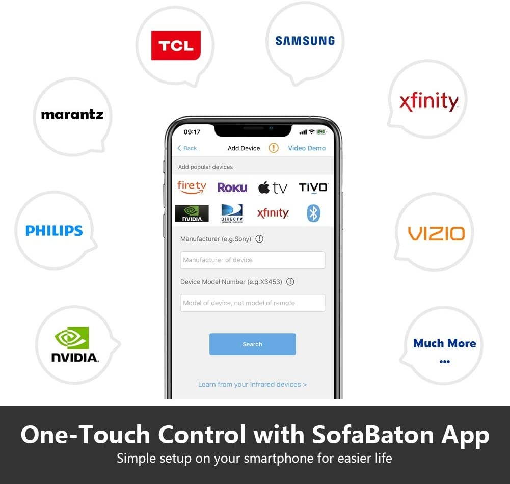 Updated U1 Universal Remote with OLED Display and Smartphone APP All in One Universal Remote Control for up to 15 Entertainment Devices Compatible with Smart TVs/DVD/STB/Projector so on