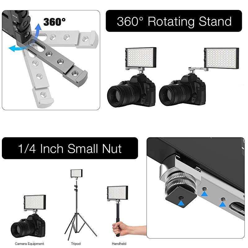 Video Light, 360 &deg; Full Color LED Camera Light, Dimmable 2500K-8500K Portable Pocket Size Camera Lighting, 12 Lighting Effect Mode, Built-in 3200mAh Rechargeable Battery