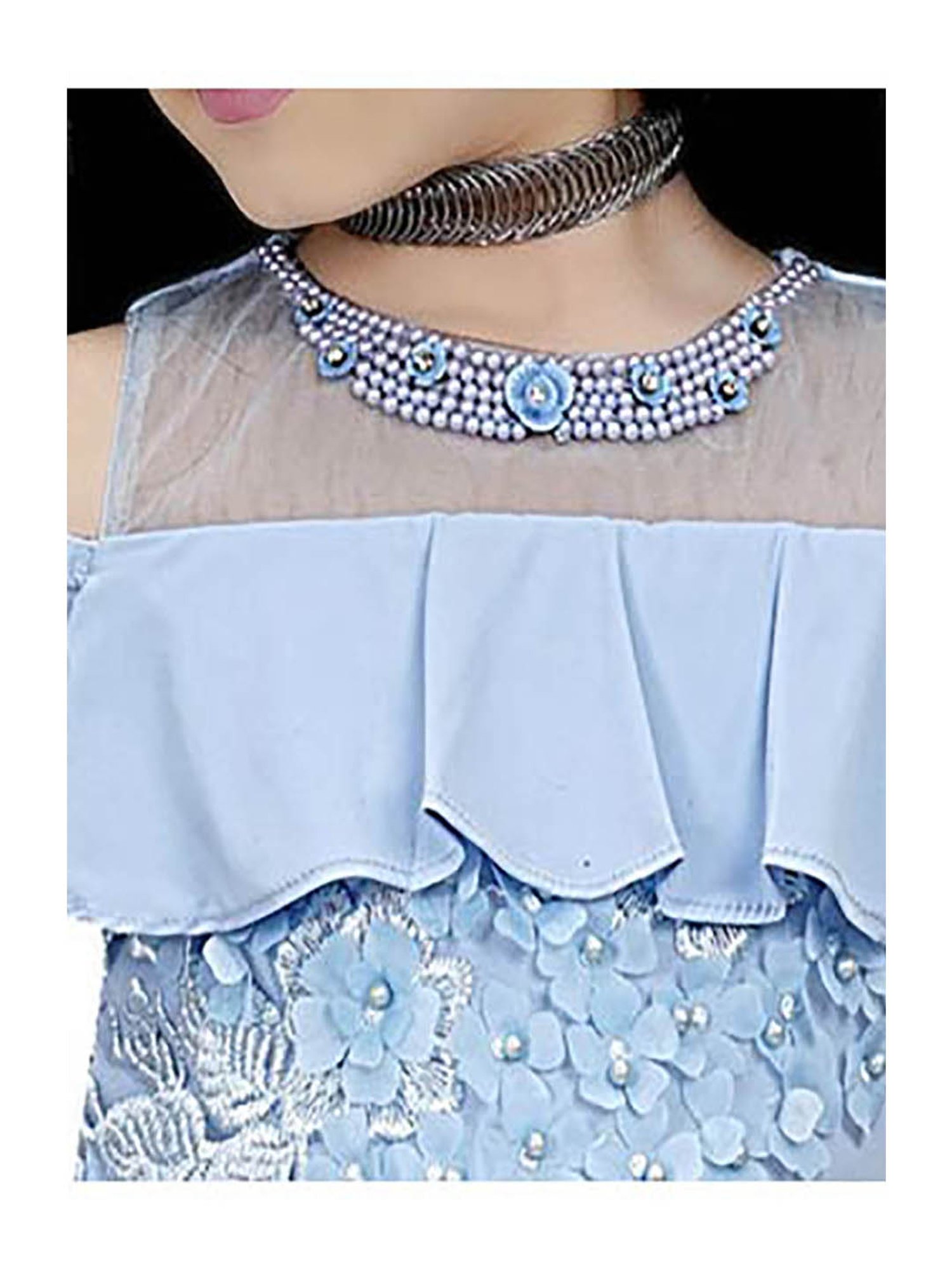 Tiny Girl Blue Embroidered Dress