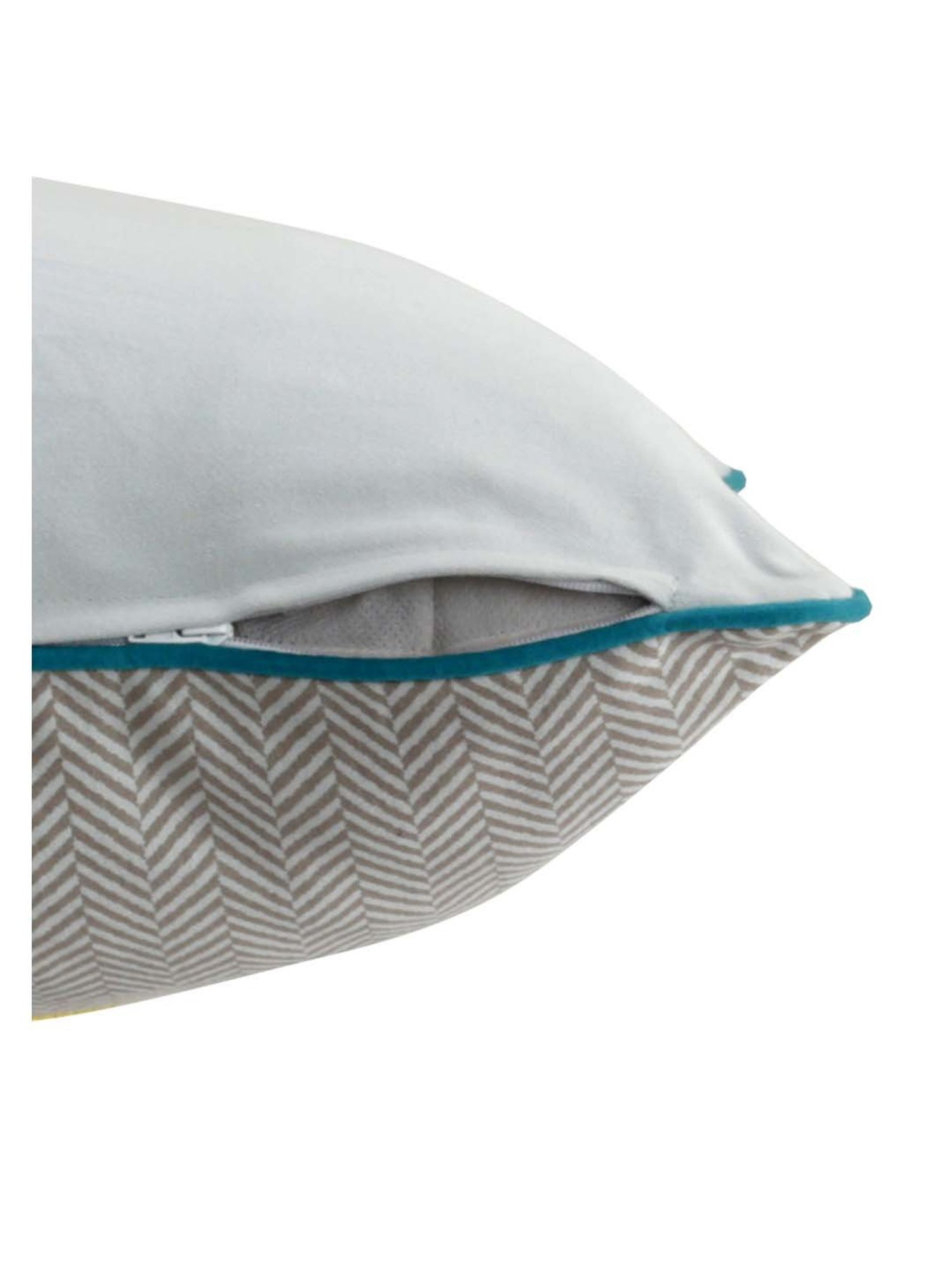 Maspar Patchy Leaf Green & Grey Cotton Cushion Cover - Set of 1