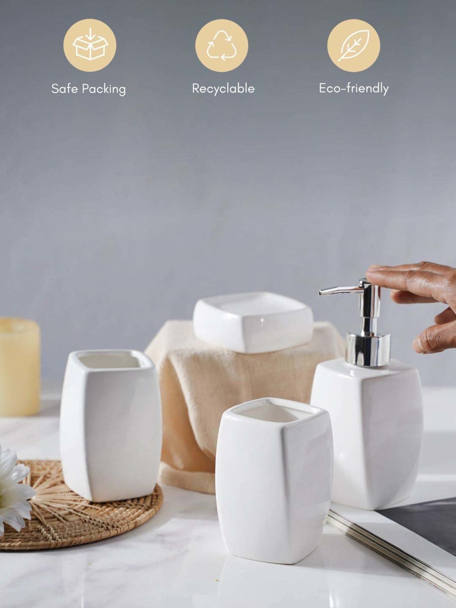 VarEesha Aztec Multicolor Ceramic Bath Accessories - Set of 2