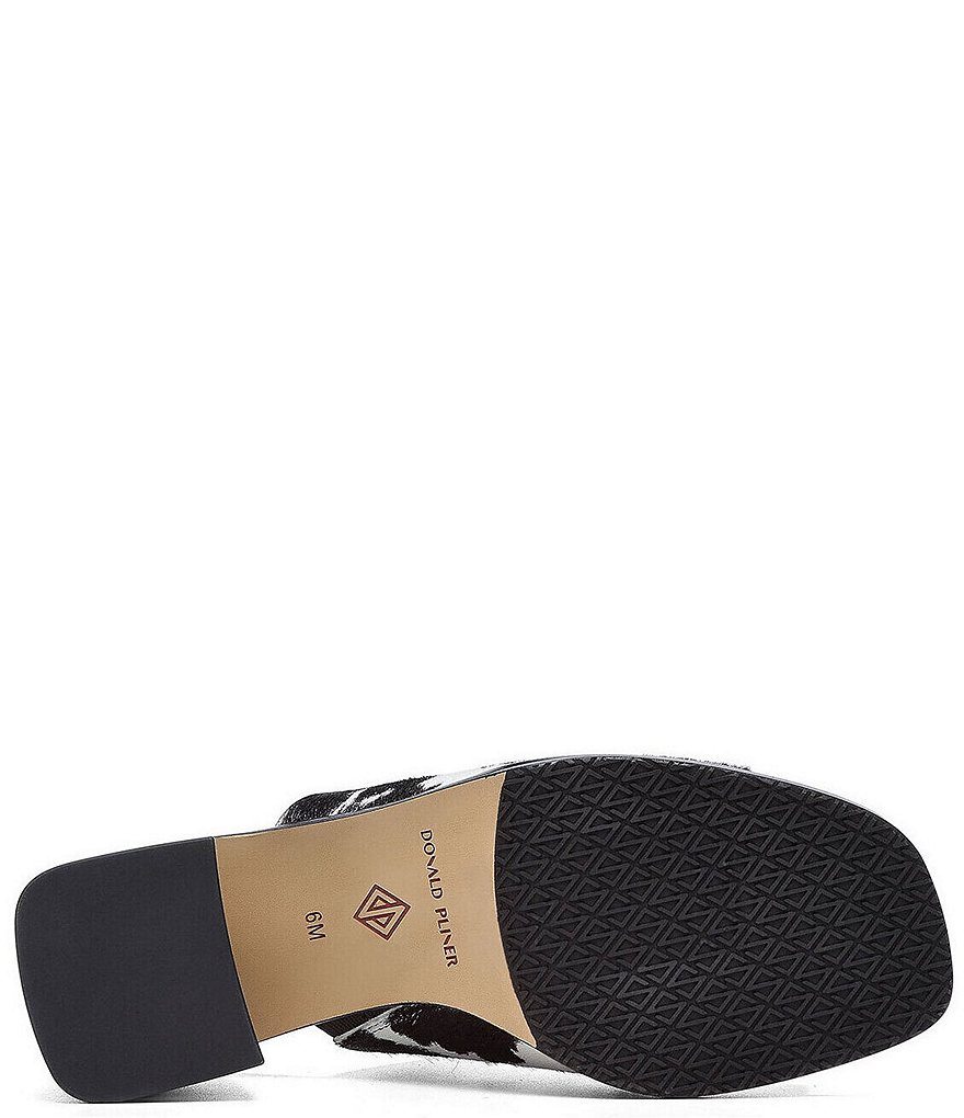 Donald Pliner Hazee Cow Print Calf Hair Block Heel Toe Post Mules