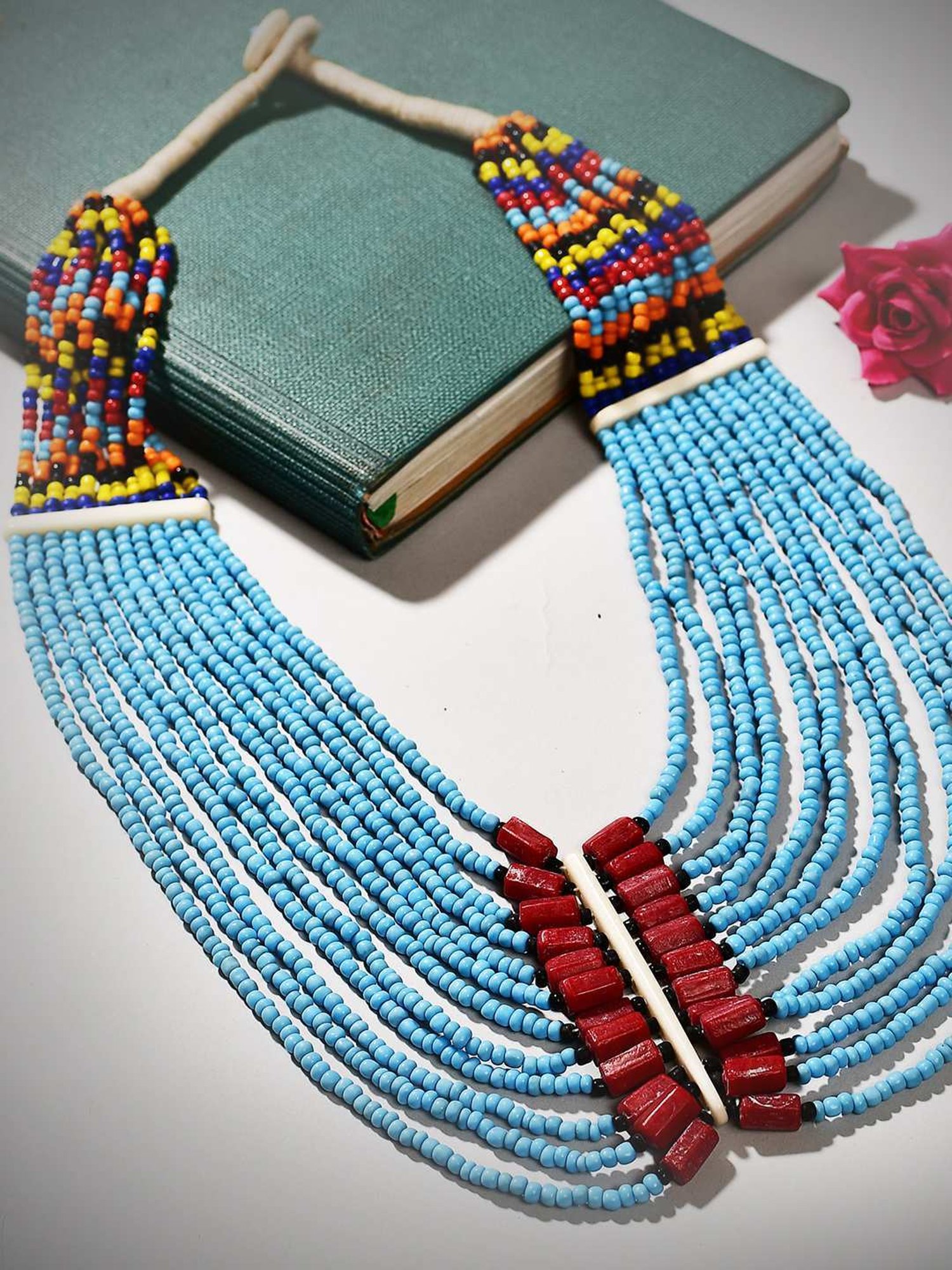 Imli Street Multicolor Vintage Naga Beaded Tribal Necklace