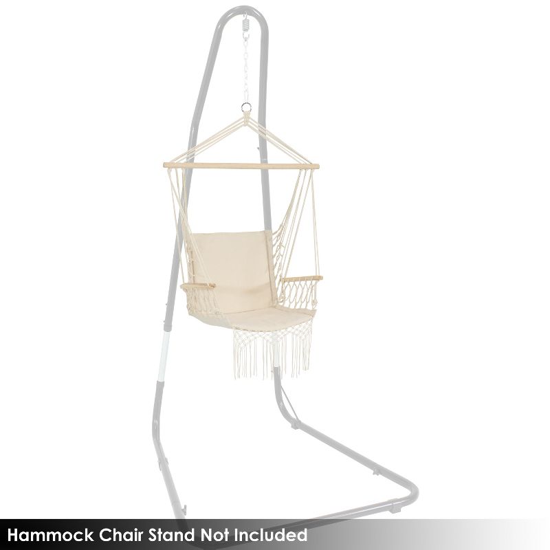 La Siesta HAL21-1 Habana Organic Cotton Lounger Comfortable Indoor Outdoor Hammock Chair with Suspension Set and Bamboo Spreader, Nougat