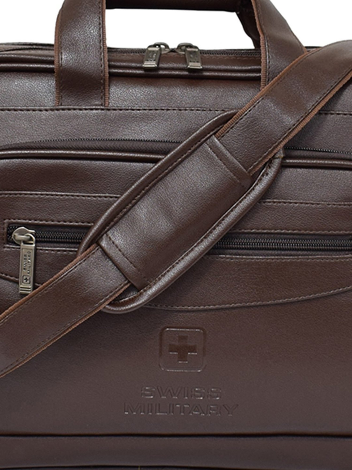 Swiss Military Brown Polyester Medium Messenger Handbag