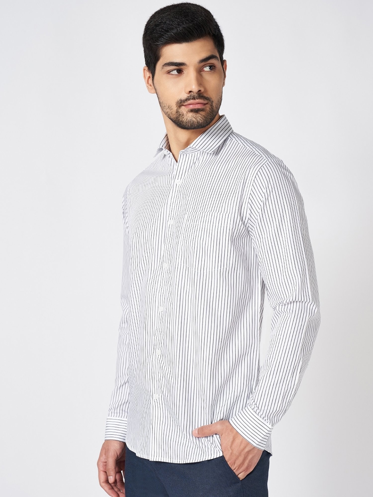 Peregrine by Pantaloons Sea Salt Cotton Slim Fit Tie - Dye Shirt