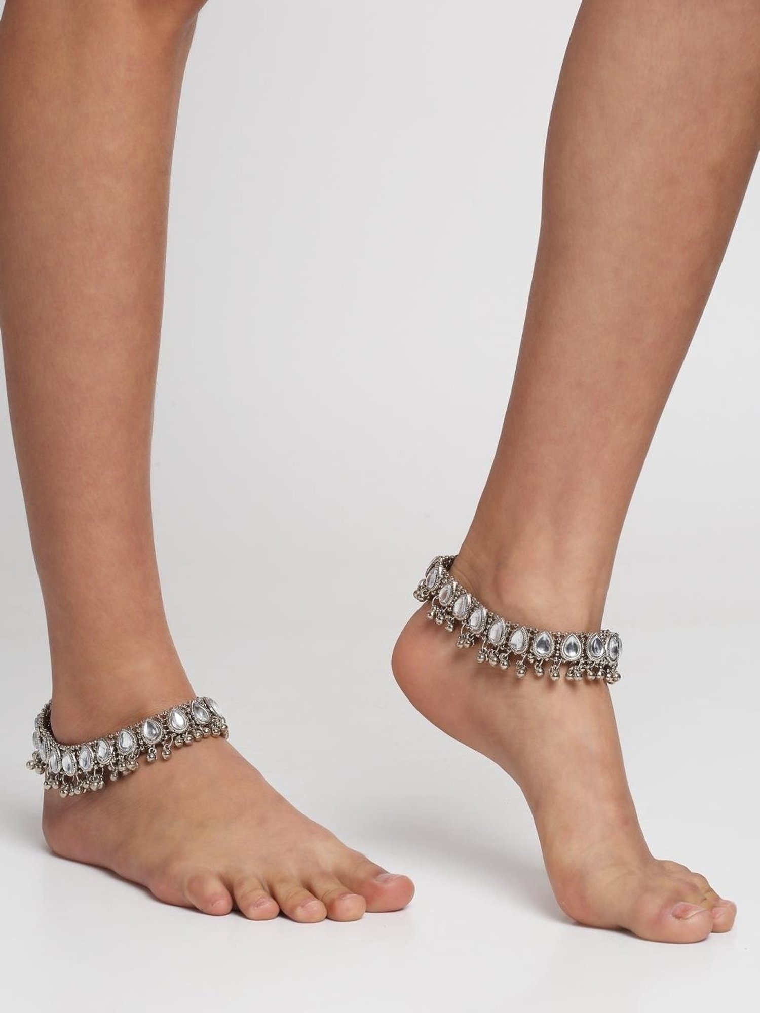 YouBella Gold-Plated Copper Strand Stylish Party Wear Anklets for Women - Set of 2