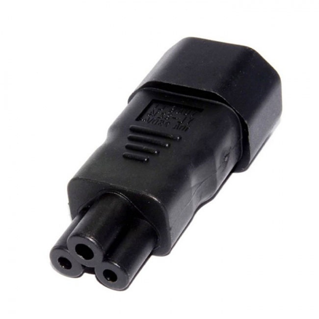 Jimier IEC 320 Adapter 3 Poles Socket C14 to Cloverleaf Plug Micky C5 Straight Extension Power Adapter PW-125-BK