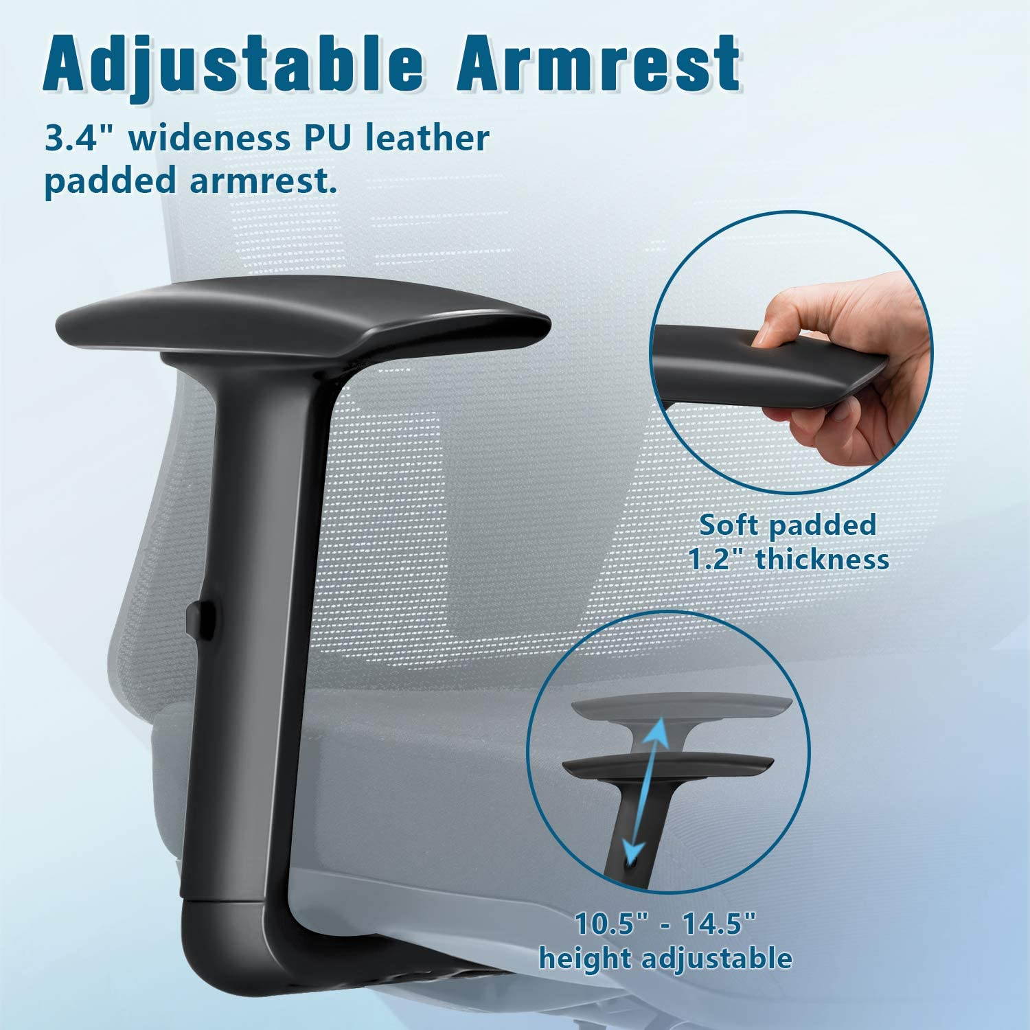 Furmax Ergonomic Office Chair High Back Desk Chair Mesh Computer Chair with Adjustable Headrest, Lumbar Support, Armrests and Clothes Hanger (Black)