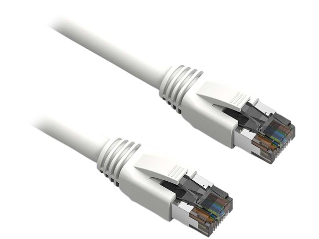 Cat 7 Ethernet Cable 100 ft LAN Cable Internet Network Cord for PS4, Xbox, Router, Modem, Gaming, White Flat Shielded 10 Gigabit RJ45 High Speed Computer Patch Wire.