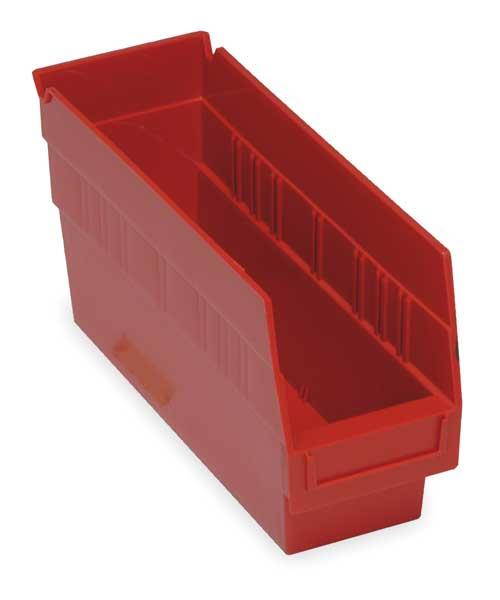 QUANTUM STORAGE SYSTEMS QSB201RD Red Shelf Bin, 11-5/8"L x 4-1/8"W x 6"H