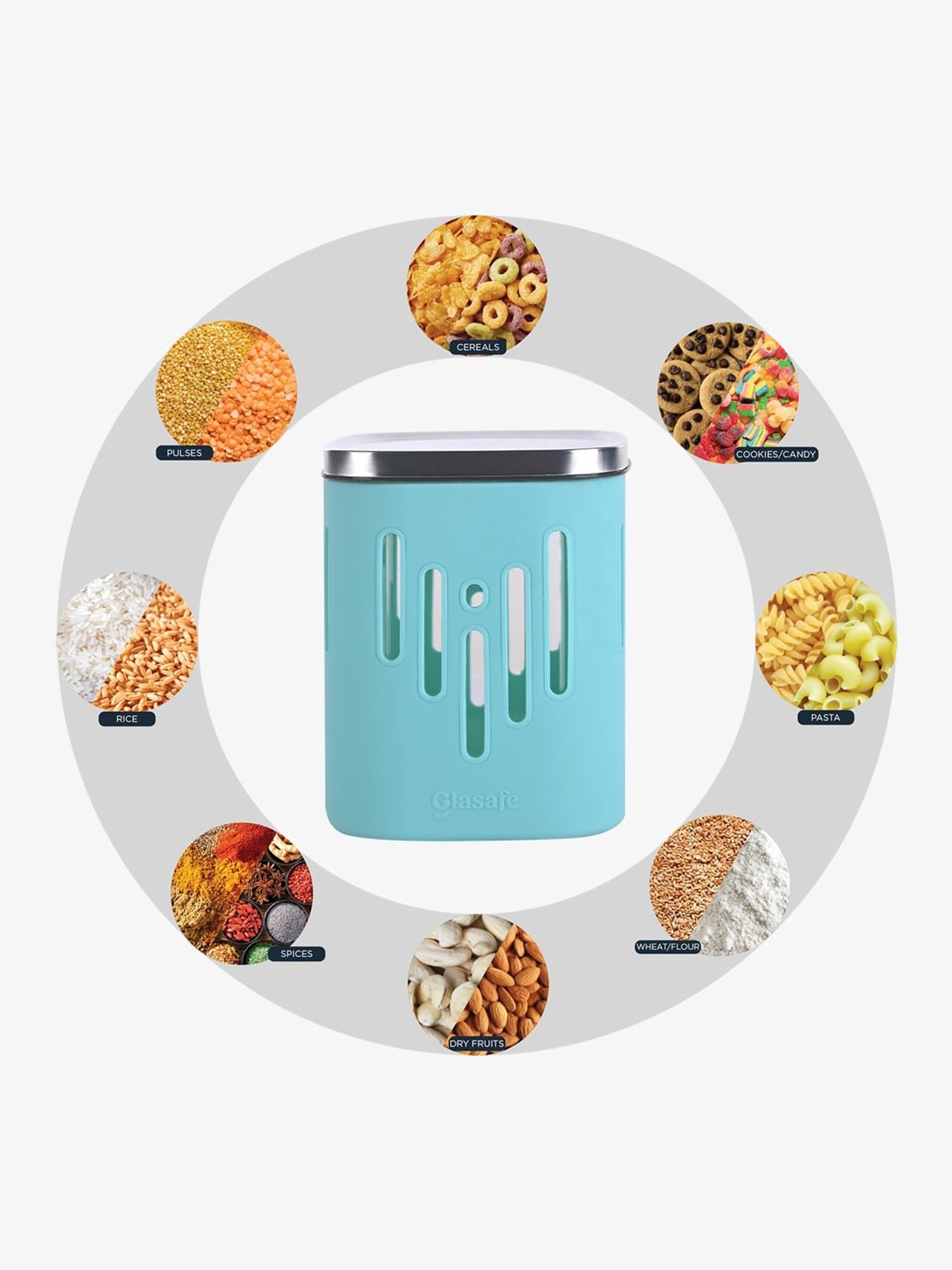 Glasafe 'O' Grip Multicolor Borosilicate Containers - Set of 3 (900ml)