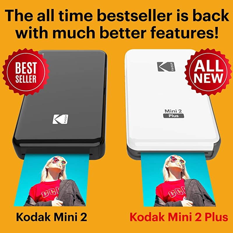 AllNew Mini 2 Plus Bluetooth Portable Photo Printer with 4PASS Technology White