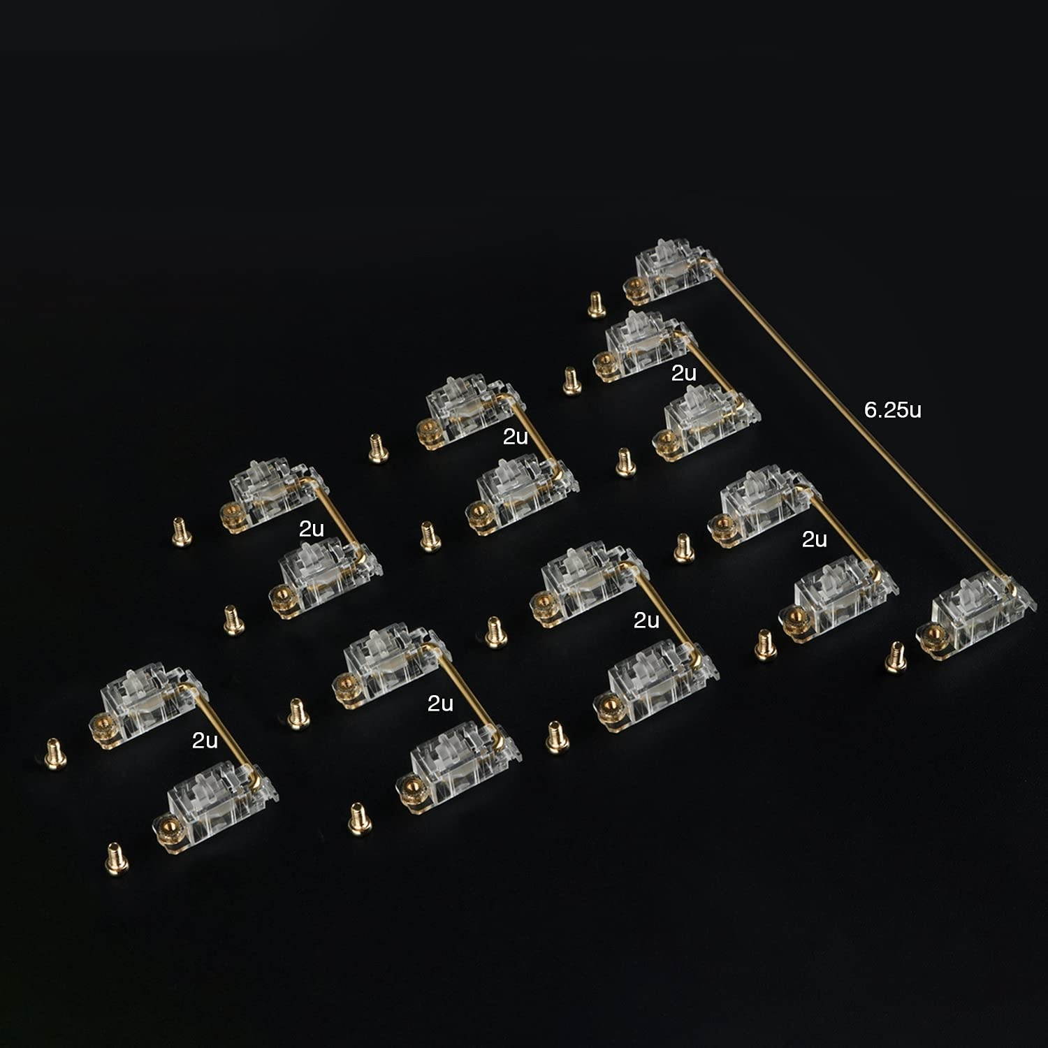 Screw Stabilizers Gold Plated PCB Stabilizers Mechanical Keyboard Accessories Transparent PC Material Satellite Switch 6.25u 2u for Mechanical Keyboard