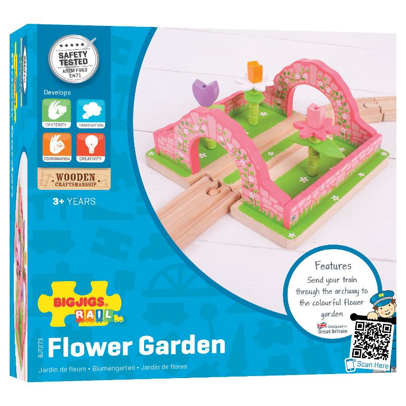 Bigjigs Rail Flower Garden Wooden Railway Train Set Accessory