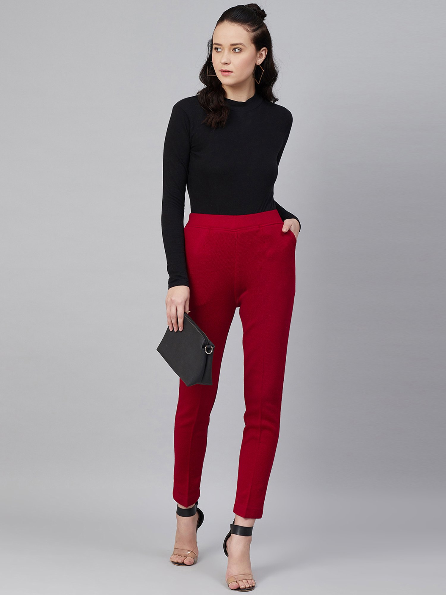 Cayman Red Mid Rise Pants