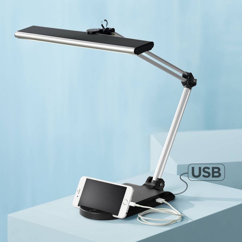 18" 2-Light Luna Clamp Arm Table Lamp with Mushroom Shade Matte Black - Globe Electric