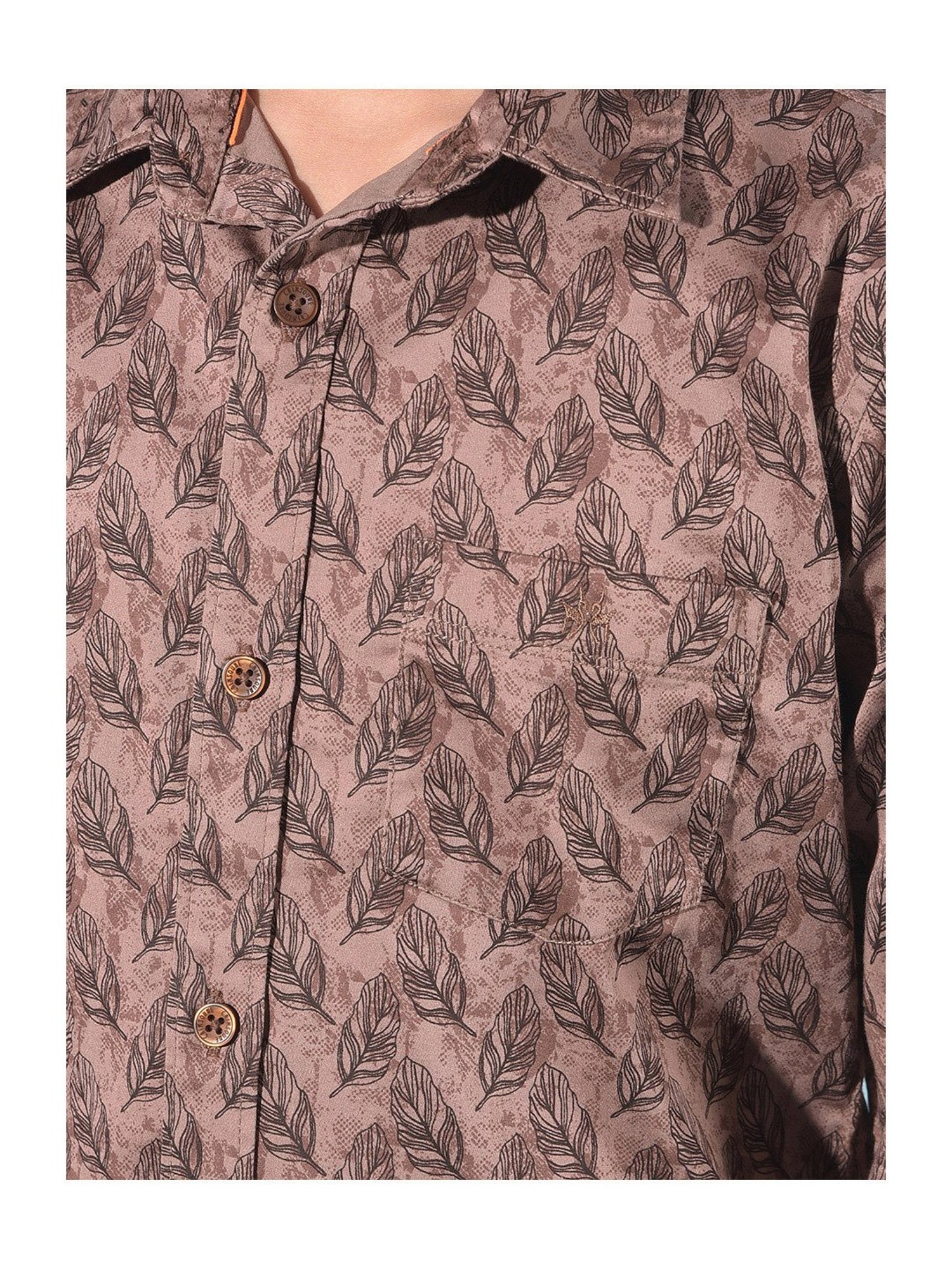 Crimsoune Club Kids Brown Printed Full Sleeves Shirt