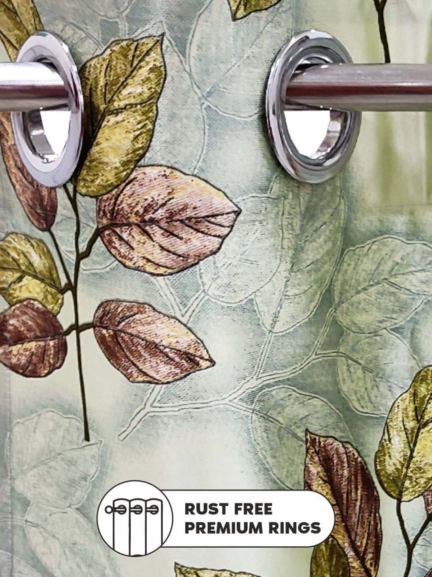 Bianca VILLA C`ESTA Green Faux Silk 5 Ft. Window Curtain - Set of 2