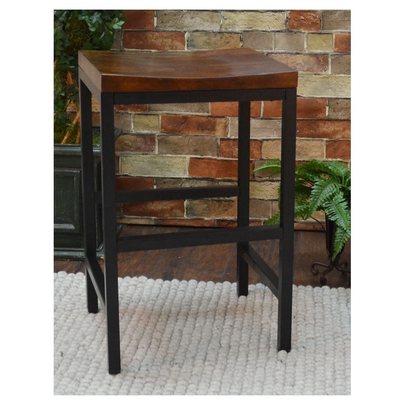 24" Ira Counter Height Barstool Metal/Chestnut - Carolina Chair & Table
