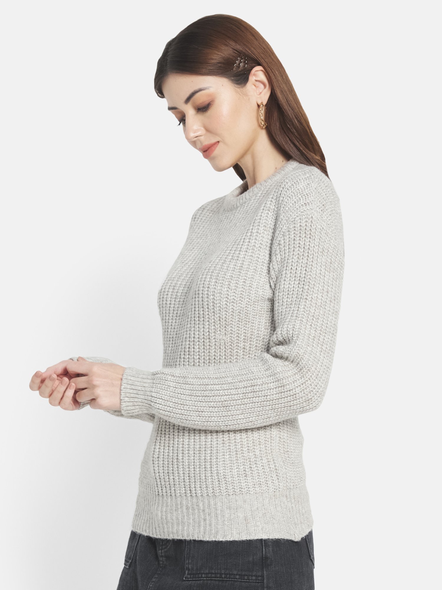 METTLE Grey Regular Fit Pullover