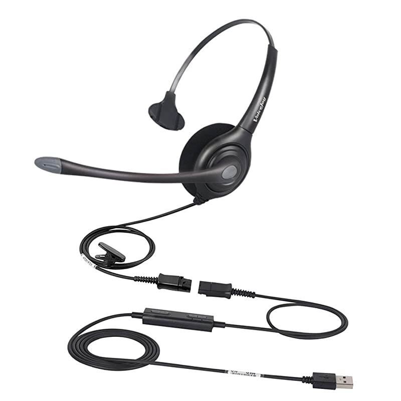 USB Headphone Office Noise Cancelling Headphones with Quick Disconnect to USB Adapter for Laptop, PC,Skype,Zoom,Webinar,Call Center,Office
