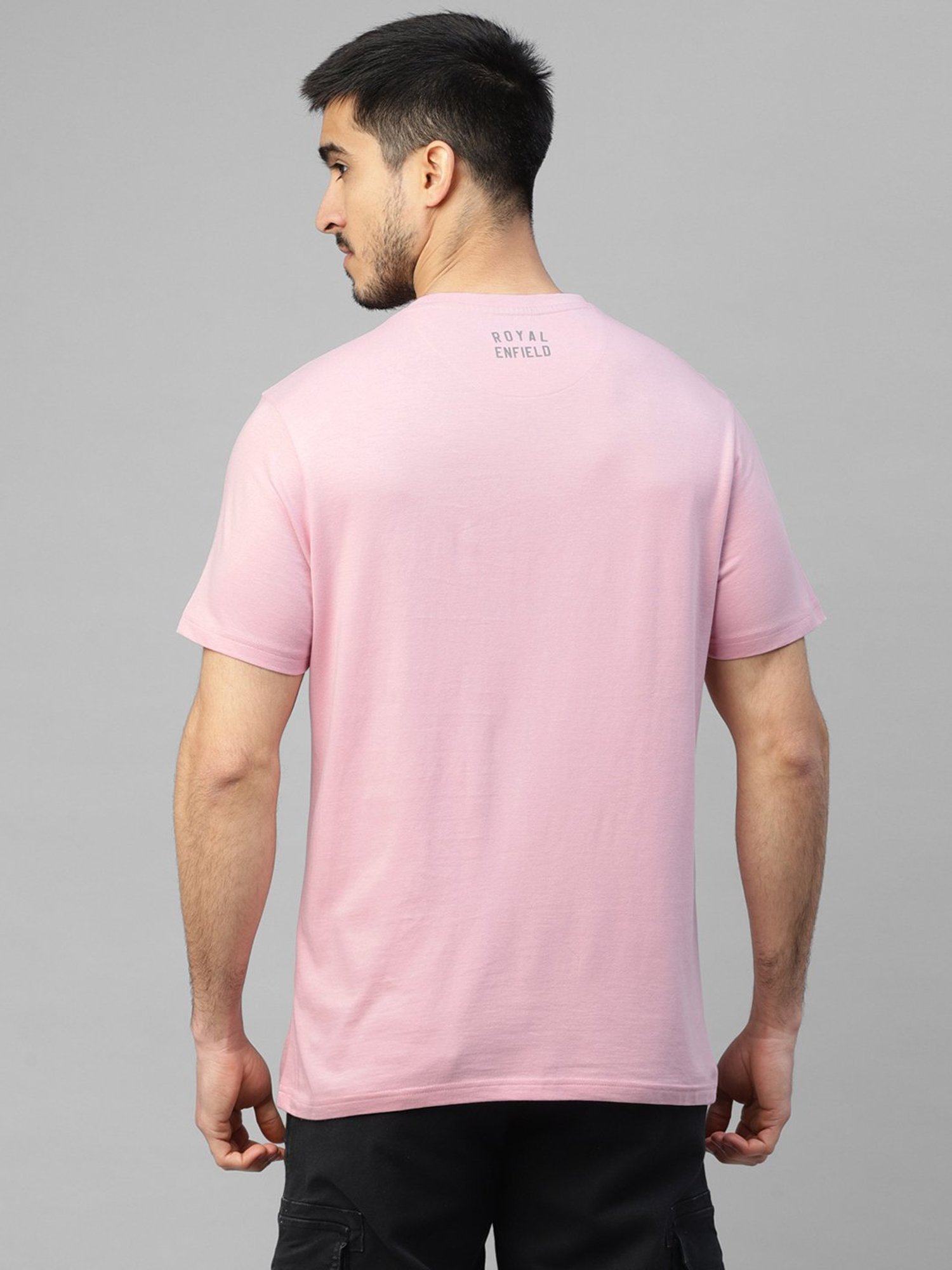 Royal Enfield STEADY SOUL FREE SPIRIT Pink Regular Fit Printed Crew T-Shirt