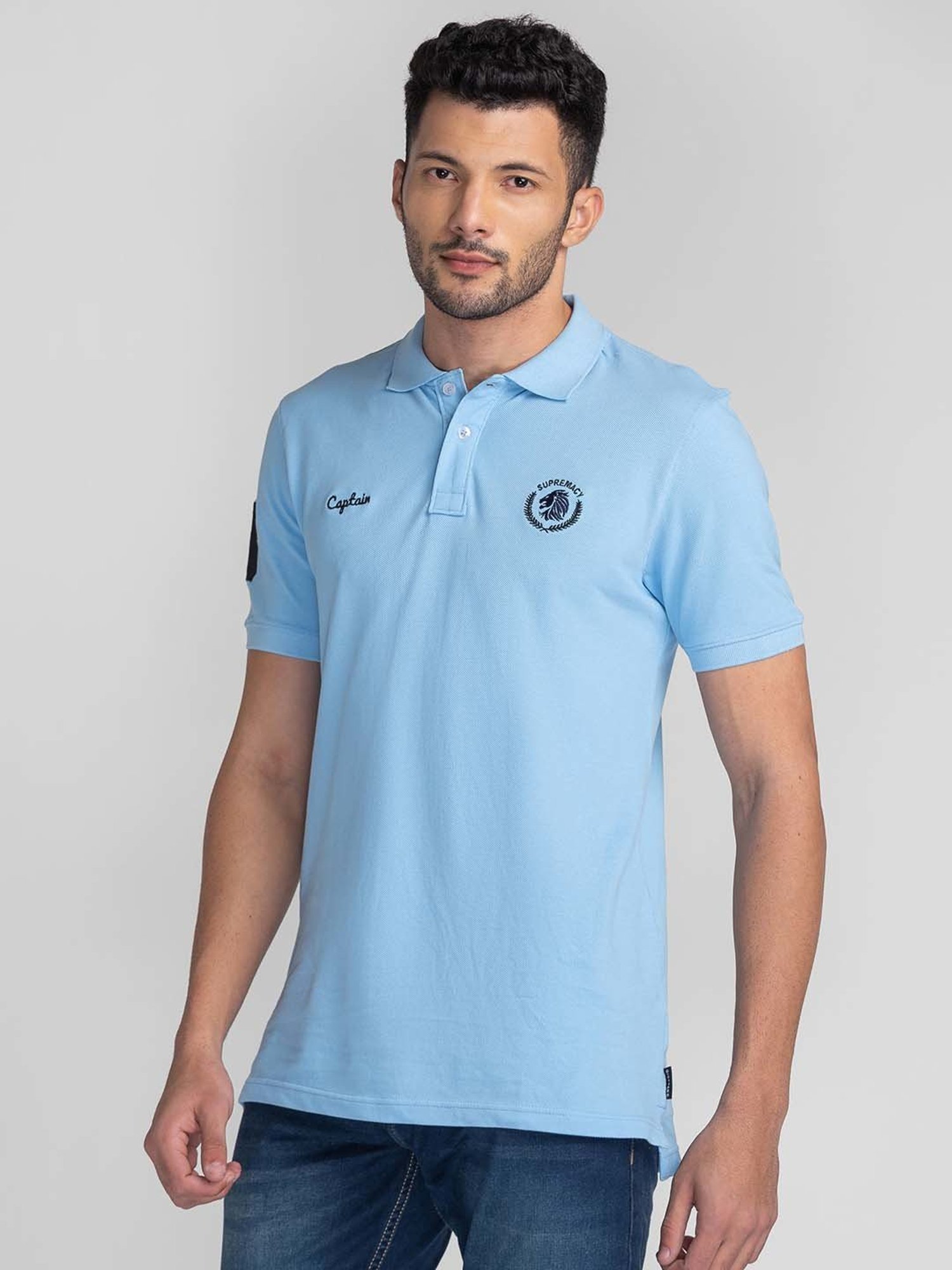 Giordano Light Blue Slim Fit Polo T-Shirt