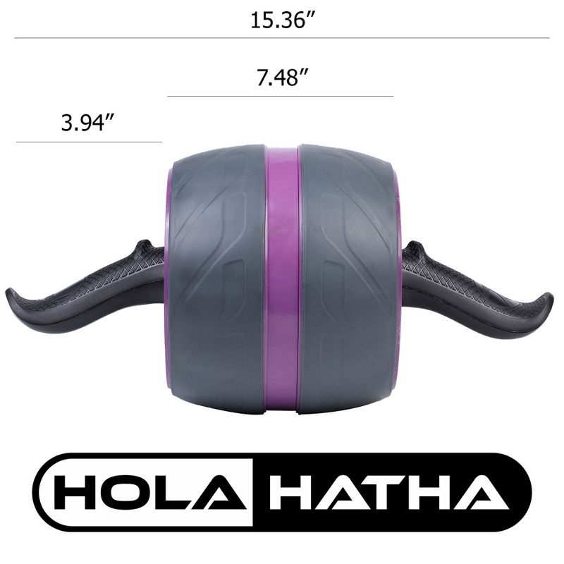 HolaHatha Portable Exercise Abdominal Core Building Workout Stainless Steel Non Slip Ab Roller Wheel with Knee Pad for Home Gym Fitness, Purple