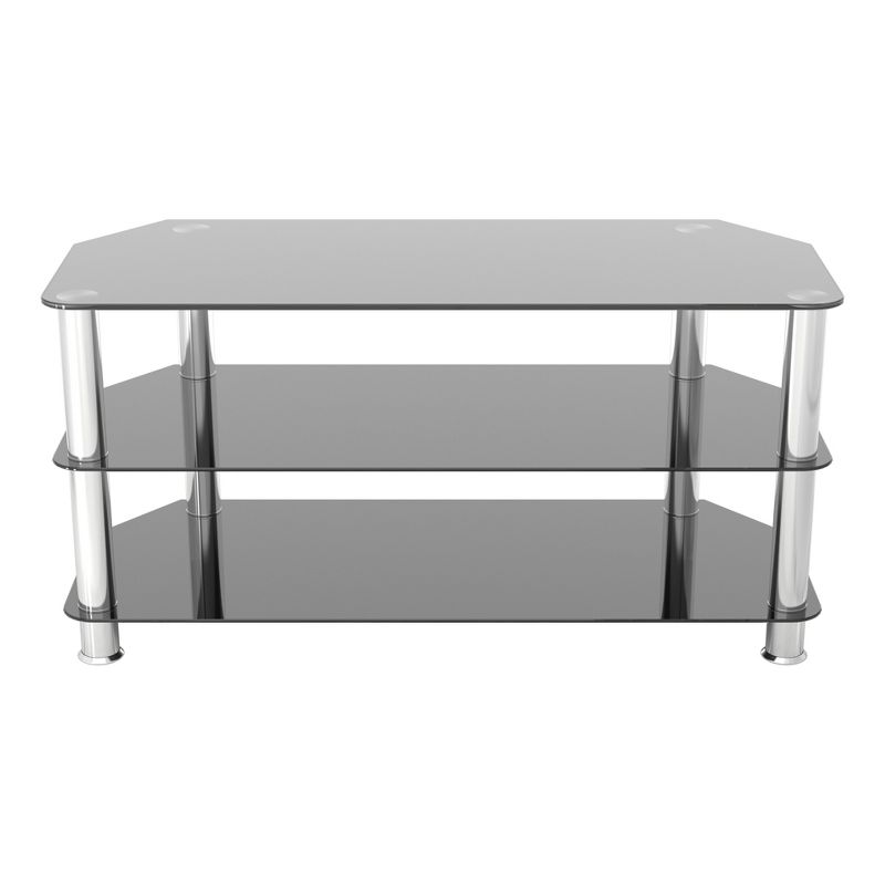 50" TV Stand with Glass Shelves - Silver/Black