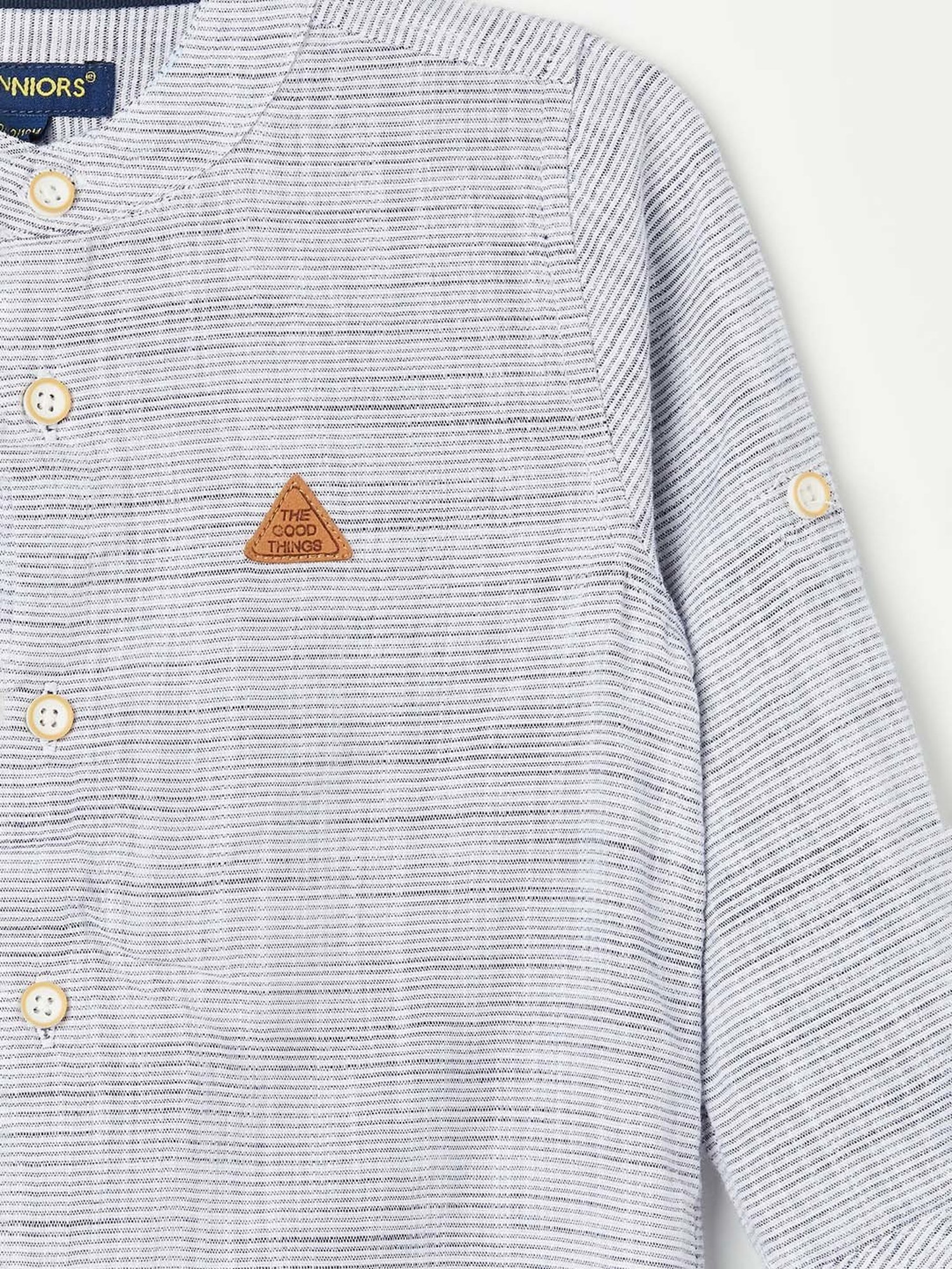 Juniors by Lifestyle Kids Blue Cotton Self Pattern Full Sleeves Shirt