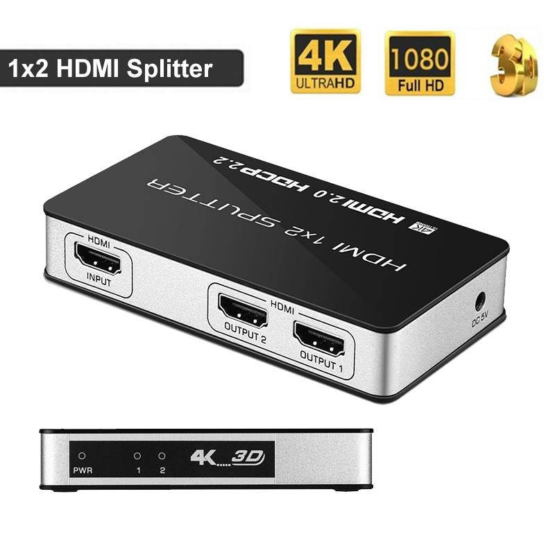 HDMI Splitter 1x2  4K 1 In 2 Out HDMI Converter, Support FULL HD 4Kx2K 3D compatible with PS3 PS4 Xbox PC Laptop HDTV HDMI Monitor